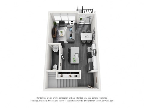 Floor plan for 2 beds, 2 baths, 1136 sqft